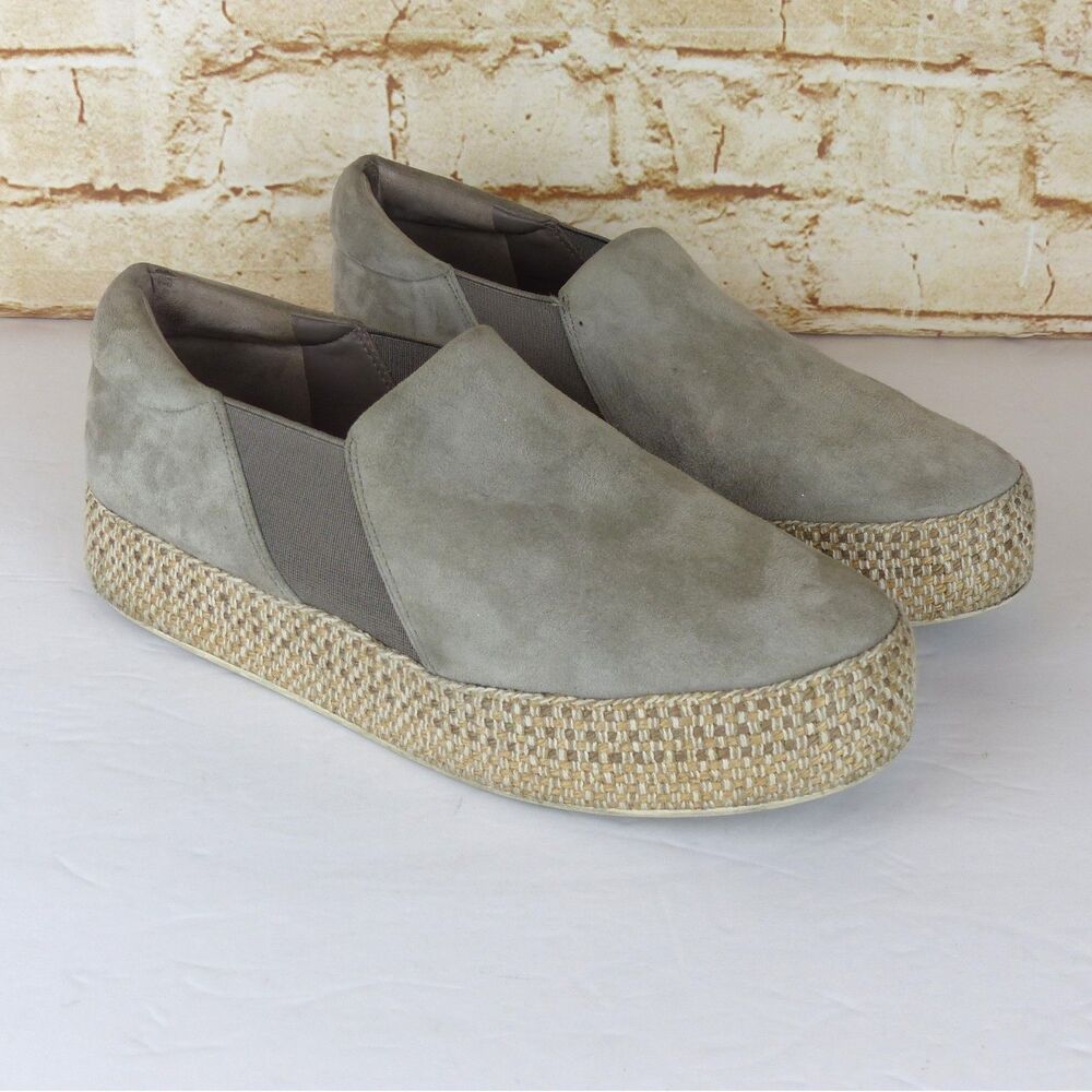 Vince Sneakers Womens 8M Gray Beige Wilden Suede Leather Platform Espadrille
